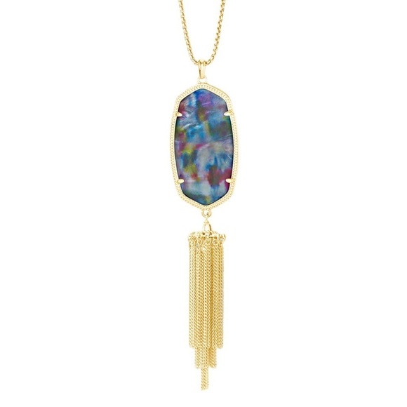 KENDRA SCOTT • Gold Rayne Teal Tie Dye Tassel Necklace - Picture 1 of 6